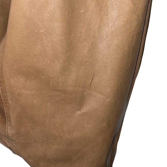 Vintage Georgetown Leather Tan Leather 80s Pleated Dolman Puff Sleeve Jacket - S - Picture 12 of 16